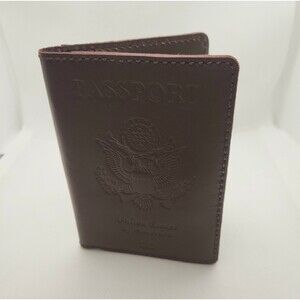 Montana West Dark Brown Leather United States US Passport Holder Wallet